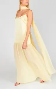 Dalia Maxi Dress ~ Pale Yellow Luxe Satin(XXS)