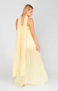 Dalia Maxi Dress ~ Pale Yellow Luxe Satin(XXS)