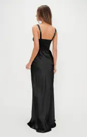 Lana Maxi Dress ~ Black Luxe Satin(XXS)