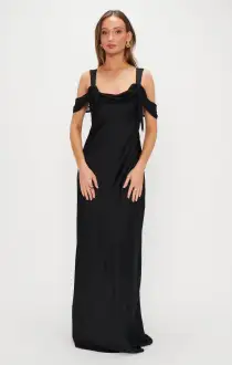 Bella Maxi Dress ~ Black Luxe Satin(XXS)
