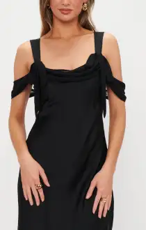 Bella Maxi Dress ~ Black Luxe Satin(XXS)
