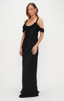 Bella Maxi Dress ~ Black Luxe Satin(XXS)