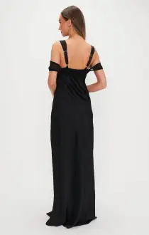 Bella Maxi Dress ~ Black Luxe Satin(XXS)