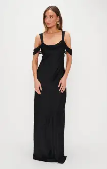 Bella Maxi Dress ~ Black Luxe Satin(XXS)