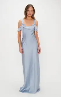Bella Maxi Dress ~ Steel Blue Luxe Satin(XXS)