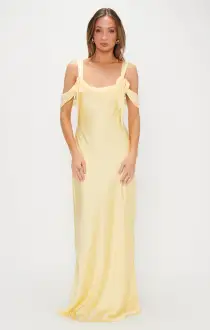 Bella Maxi Dress ~ Pale Yellow Luxe Satin(XXS)