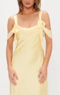 Bella Maxi Dress ~ Pale Yellow Luxe Satin(XXS)