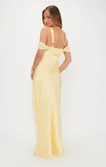Bella Maxi Dress ~ Pale Yellow Luxe Satin(XXS)