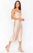 Verona Cowl Dress ~ Champagne Luxe Satin(XXS)