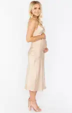 Verona Cowl Dress ~ Champagne Luxe Satin(XXS)