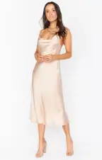 Verona Cowl Dress ~ Champagne Luxe Satin(XXS)