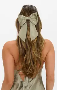 Elsa Bow ~ Moss Green Luxe Satin