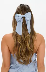 Elsa Bow ~ Steel Blue Luxe Satin(OS)