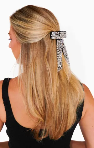 Bejeweled Hair Bow ~ Black Rhinestone(OS)