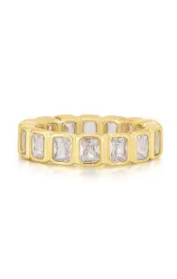 Luv AJ Bezel Emerald Ballier Ring ~ 14K Gold Plated(5)