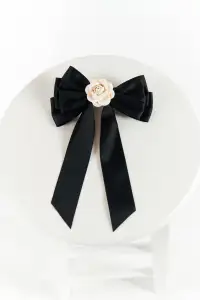 Delaney Bow ~ Black with Rosette(OS)