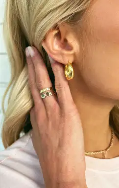 LUV AJ Marbella Hoop Earrings ~ 14K Gold Plated(OS)