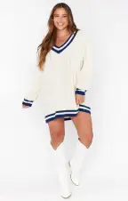 Tailgate Sweater Dress ~ Navy Cable Knit(XS)