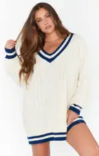 Tailgate Sweater Dress ~ Navy Cable Knit(XS)