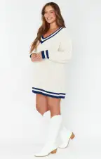 Tailgate Sweater Dress ~ Navy Cable Knit(XS)