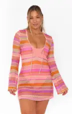 Vacay Mini Coverup ~ Melon Mixed Crochet(XS)