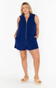 Reno Romper ~ Navy Blue Terry(XS)