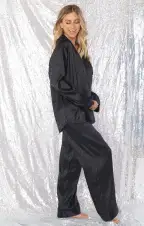 Classic PJ Set ~ Black Cheetah Silky(XS)