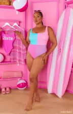 The Scrunch One Piece ~ Barbie™ Colorblock Scrunch(XS)