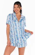 Sunday Morning PJ Set ~ Blue Bliss Stripe Knit(XS)