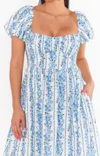 Belle Midi Dress ~ Blue Bliss Stripe(XS)