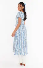 Belle Midi Dress ~ Blue Bliss Stripe(XS)
