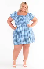 Esme Mini Dress ~ Blue Bounty Gingham(XS)