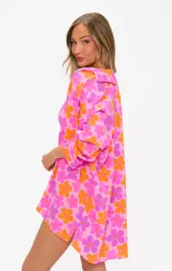 Johns Button Down Shirt ~ Pink Daisy(XS)