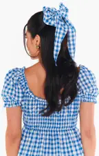 Navy Hair Bow Scarf ~ Blue Bounty Gingham(OS)