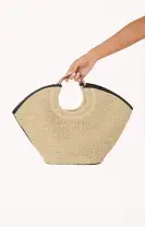 Billini Dawn Tote Bag ~ Natural Raffia/Black(OS)