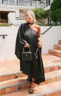 Rhea One Shoulder Dress ~ Black Luxe Satin(XS)