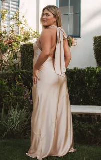 Lisa Maxi Dress ~ Champagne Luxe Satin(XXS)