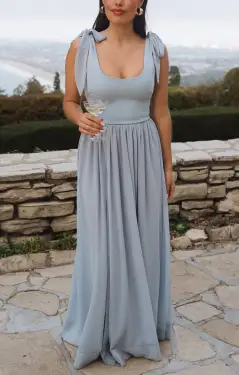 Harper Maxi Dress ~ Steel Blue Chiffon(XXS)