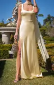 Lana Maxi Dress ~ Pale Yellow Luxe Satin