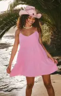 Caroline Mini Dress ~ Bubblegum Gauze(XS)