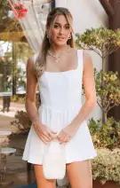 Nina Skort Dress ~ White Silky Crepe(XXS)