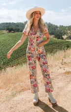 Jacksonville Short Sleeve Cropped Jumpsuit ~ Sage Dusty Meadows Denim(XS)