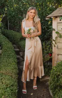 Claire Midi Dress ~ Champagne Luxe Satin(XXS)