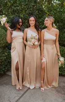 Shannon One Shoulder Dress ~ Champagne Luxe Satin(XXS)