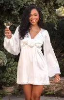 Rosetta Mini Dress ~ Ivory Luxe Satin(XXS)
