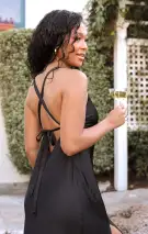 Anderson Maxi Dress ~ Black Luxe Satin(XXS)