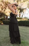 Lady Corset Dress ~ Black Chiffon(XXS)