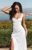 Mina Midi Dress ~ Ivory Luxe Satin(XXS)