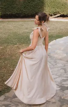 Harper Maxi Dress ~ Champagne Luxe Satin(XXS)