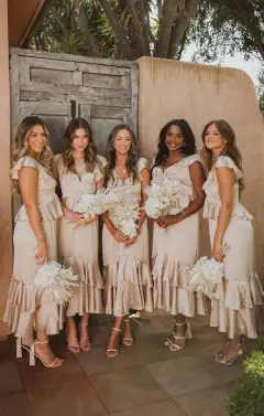 Reese Ruffle Dress ~ Champagne Luxe Satin(XXS)